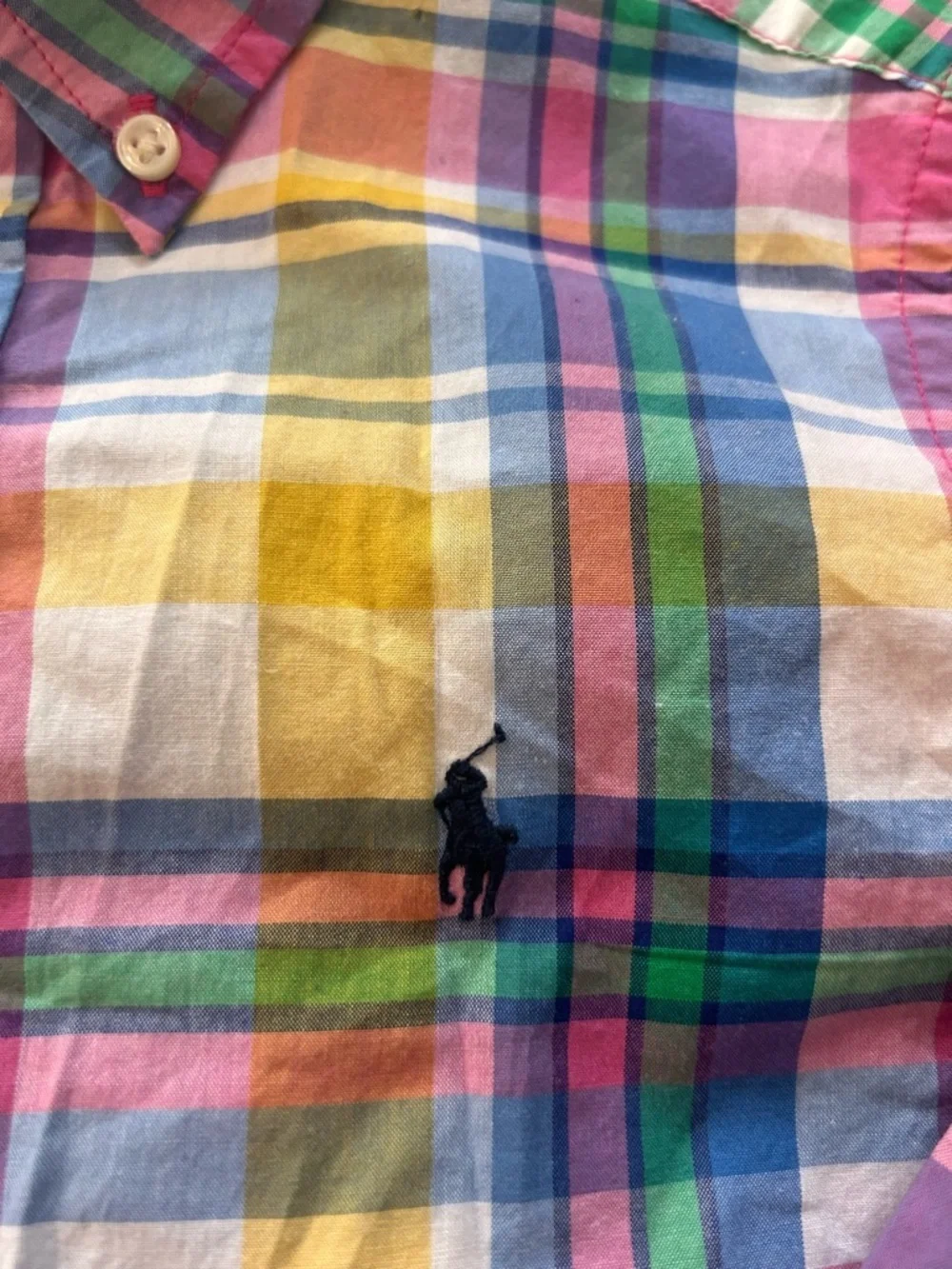 Ralph Lauren Vibrant Multi-Color Plaid Long-Sleeve Button-Down Shirt Size 6